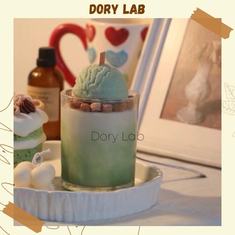 Nến Thơm Ly Kem Matcha Topping Kẹo Vòng Sô-cô-la Tinh Dầu Thiên Nhiên - Dory Lab
