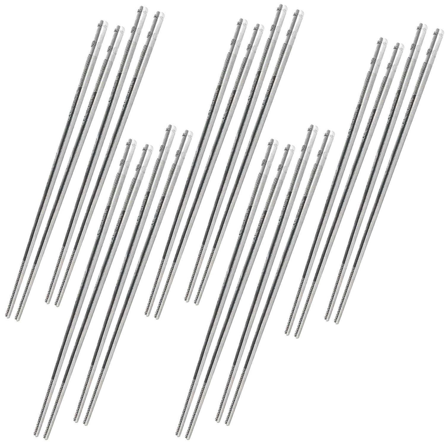 Bộ 10 đôi đũa ăn inox 316 hoa văn chống trơn trượt Gu Me Hàn Quốc GM-D1882 - An Toàn Cho Sức Khỏe