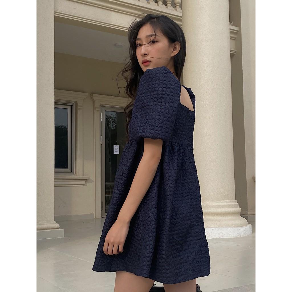 OLALASTUDIO Đầm babydoll xanh đen Hannah Dress