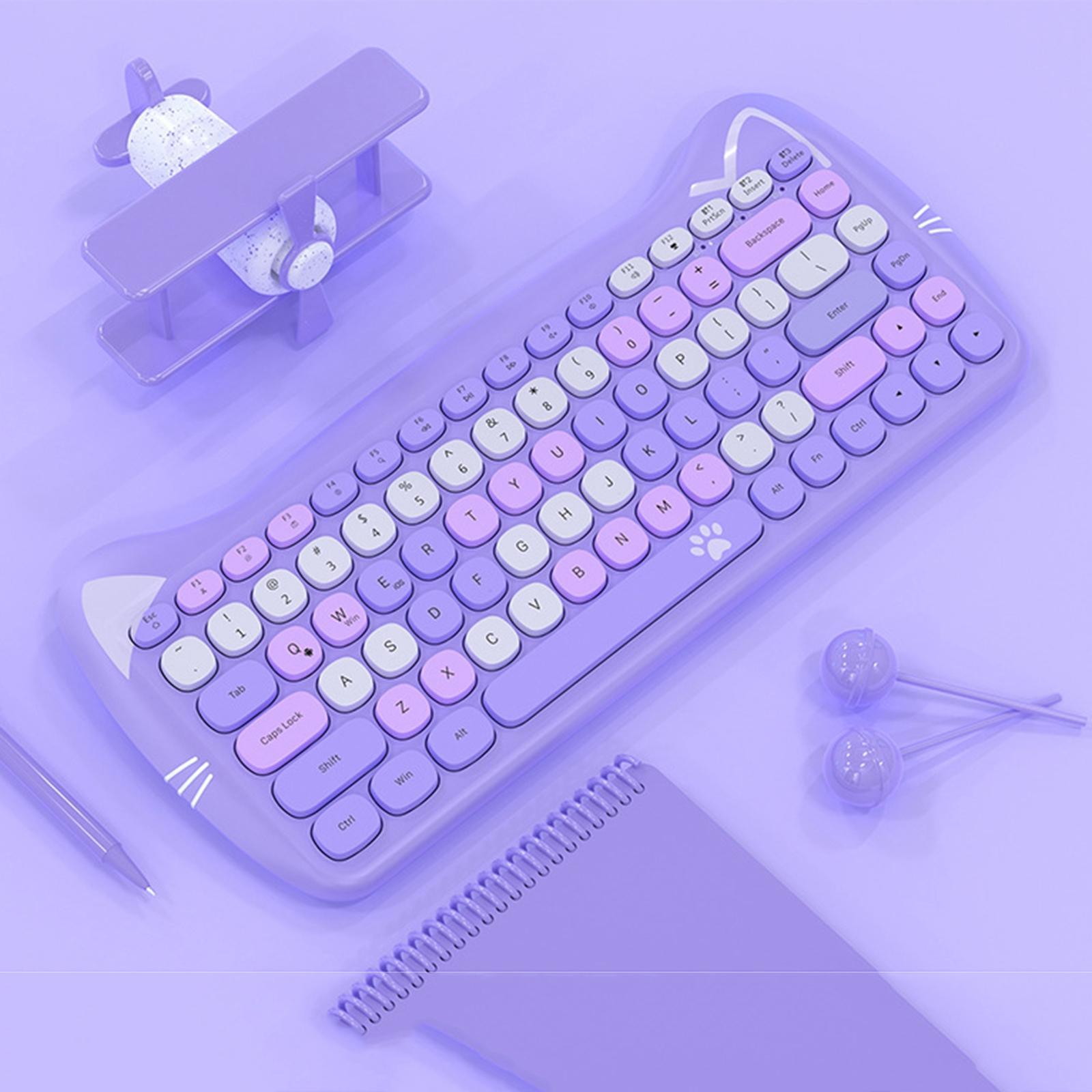 Cute 2.4G Wireless Keyboard 84-Key Desktop Bluetooth/Wired Gaming Keypad for Android Windows