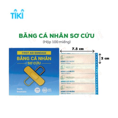 BĂNG KEO CÁ NHÂN Y TẾ SƠ CỨU HỘP 100 MIẾNG