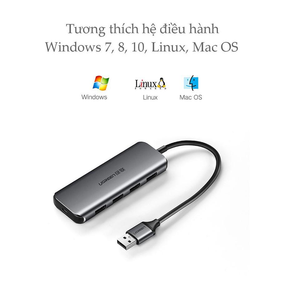 Ugreen 50768 - Bộ chia USB 3.0 ra 4 cổng vỏ nhôm cao cấp - Hàng Chính Hãng