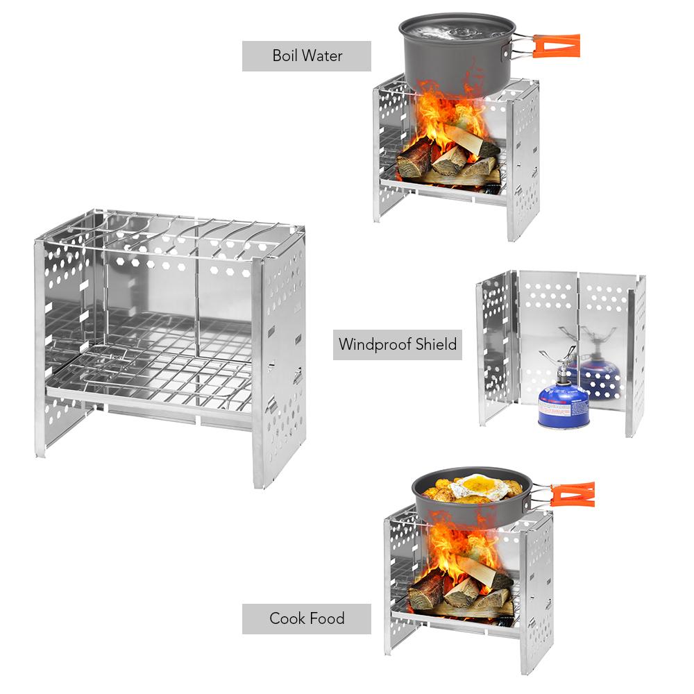 Bếp nướng than ngoài trời bằng thép không gỉ, dùng khi cắm trại, dã ngoại