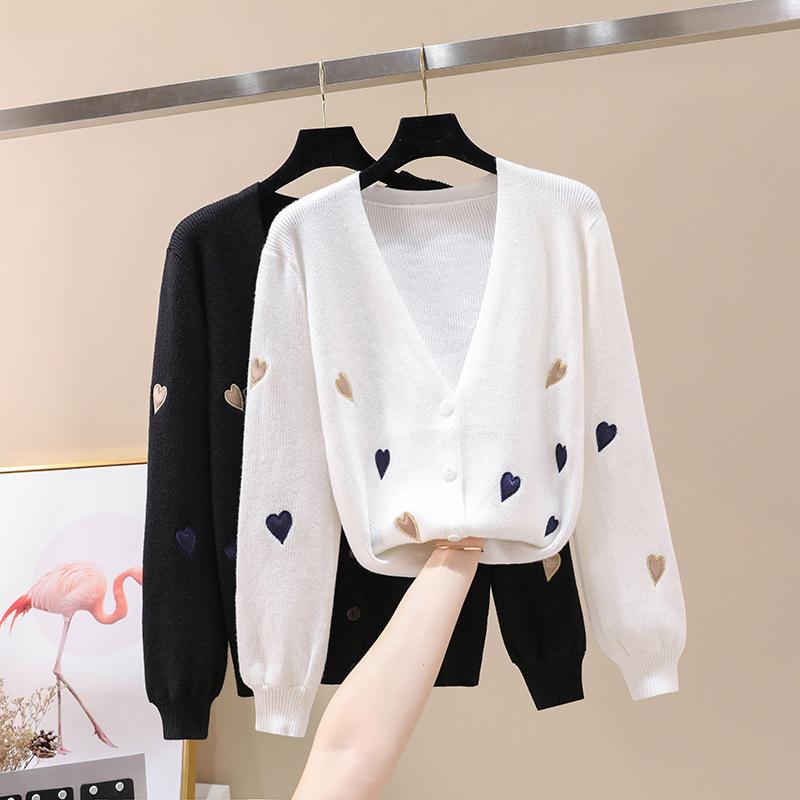 Women Knitted Cardigan Coat Jacket Button Front Deep V Neck Long Sleeves Ribbed Trim Autumn Spring Sweater Knitting Coat