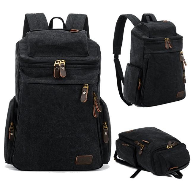 Ba lô canvas phối da nam 205876 (đen)