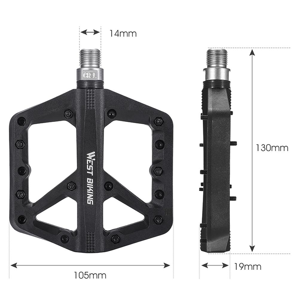 WEST BIKING Bàn đạp xe đạp nylon siêu nhẹ 2 vòng bi kín Bàn đạp xe đạp Chống trượt Bàn đạp xe đạp rộng chống nước