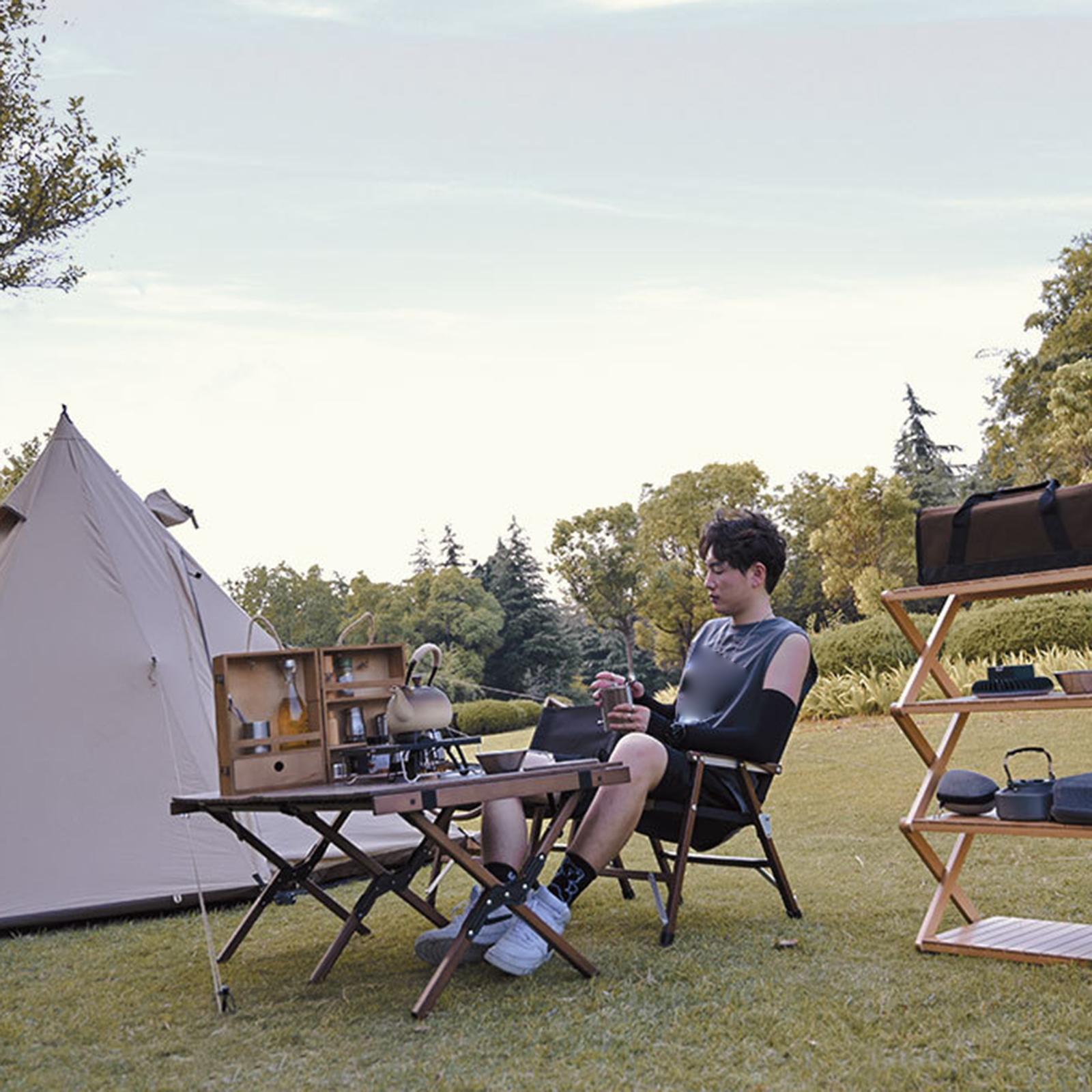 Outdoor Wood Camping Condiment Storage Box BBQ Travel Oil Bottle Spices Container Seasoning Tin Organizer Case