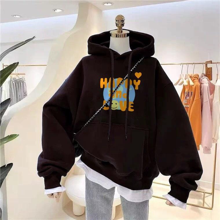 Áo hoodie nam nữ happy and love chất nỉ bông siêu dày , phom rộng size từ 37 đến 65kg