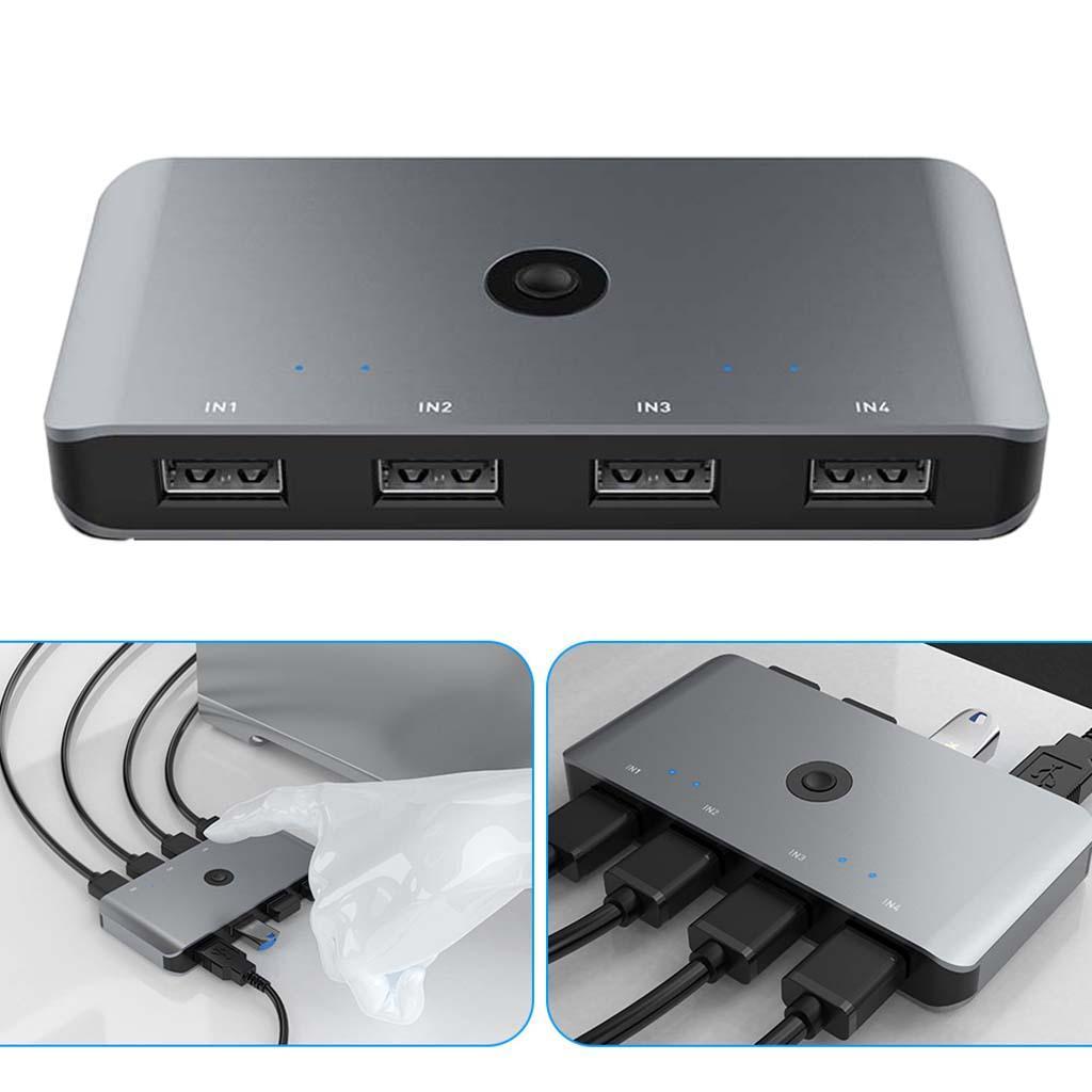 Switcher Selector KVM Switcher USB 2.0 4 in 4 Output ,Micro USB