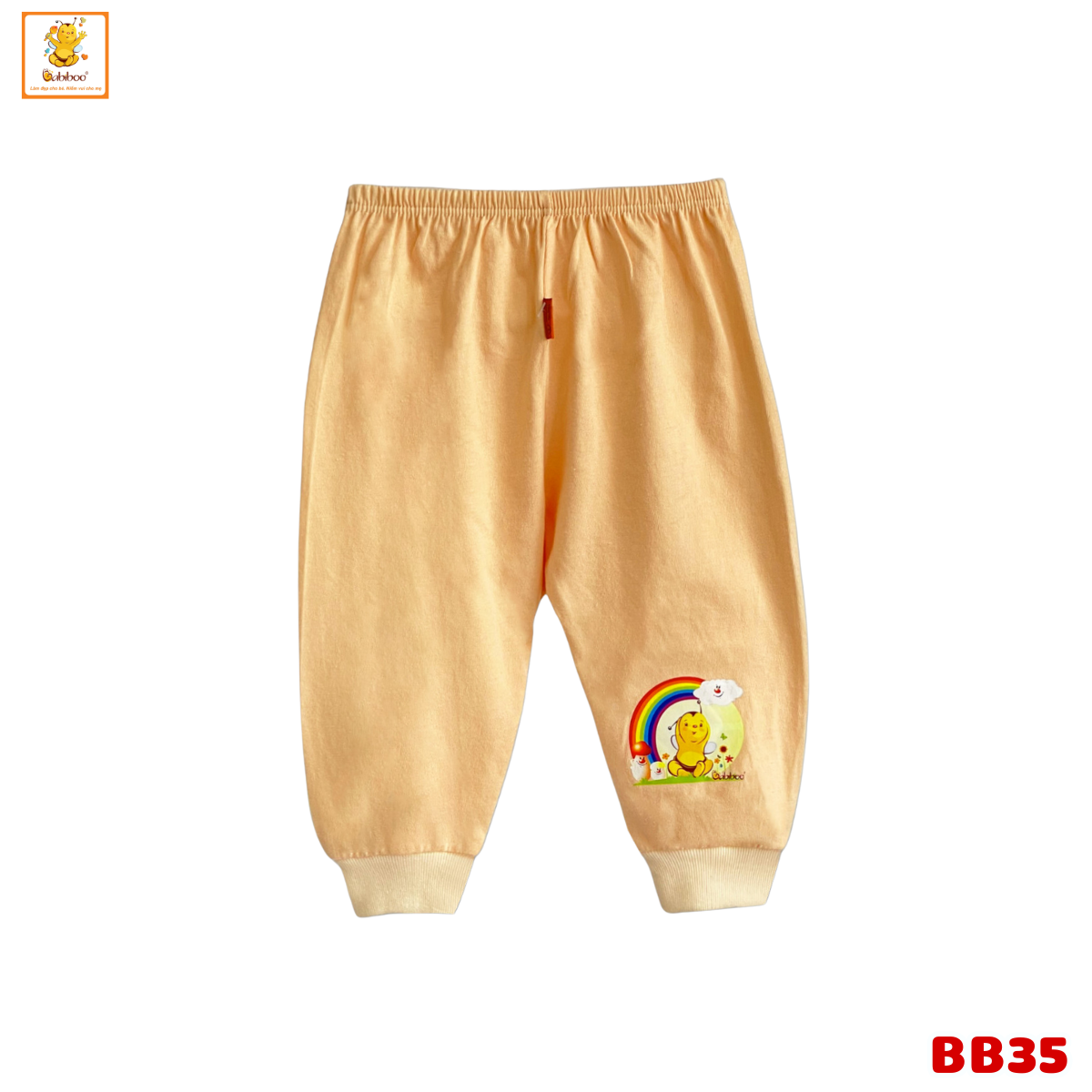Quần dài cho bé Babiboo quần dài sơ sinh đáy bỉm chất cotton tự nhiên, thấm hút tốt BB35