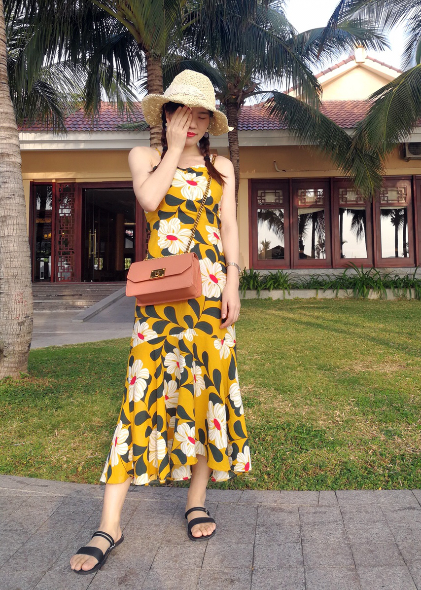 Đầm maxi 2 dây xinh xắn, lưng dây đan sexy quyến rũ, dáng dài ngang bắp chân, phom đẹp dễ mặc, váy đi biển, du lịch | MX036