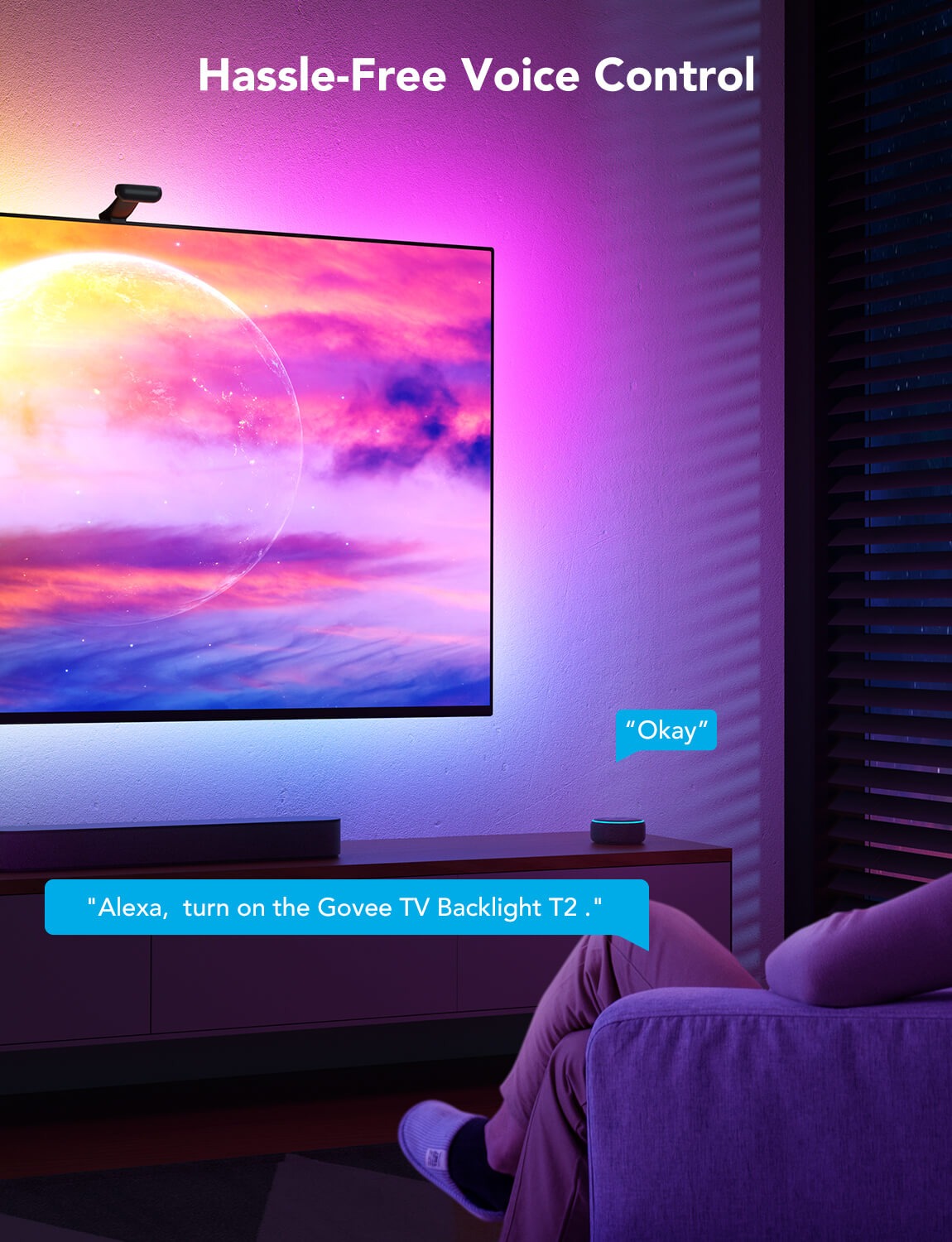 Dây đèn LED trang trí TV Govee Envisual TV Backlight T2 cho Tivi 75-85" H605C | Led thông minh cho rạp phim tại nhà