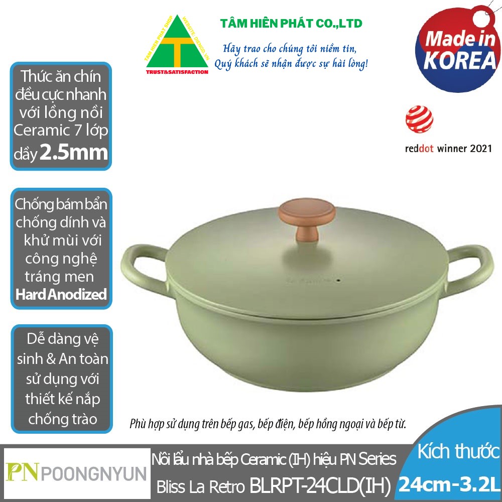 Nồi lẩu Ceramic hiệu PN BLRPT-24CLD(IH) - Hàng chính hãng