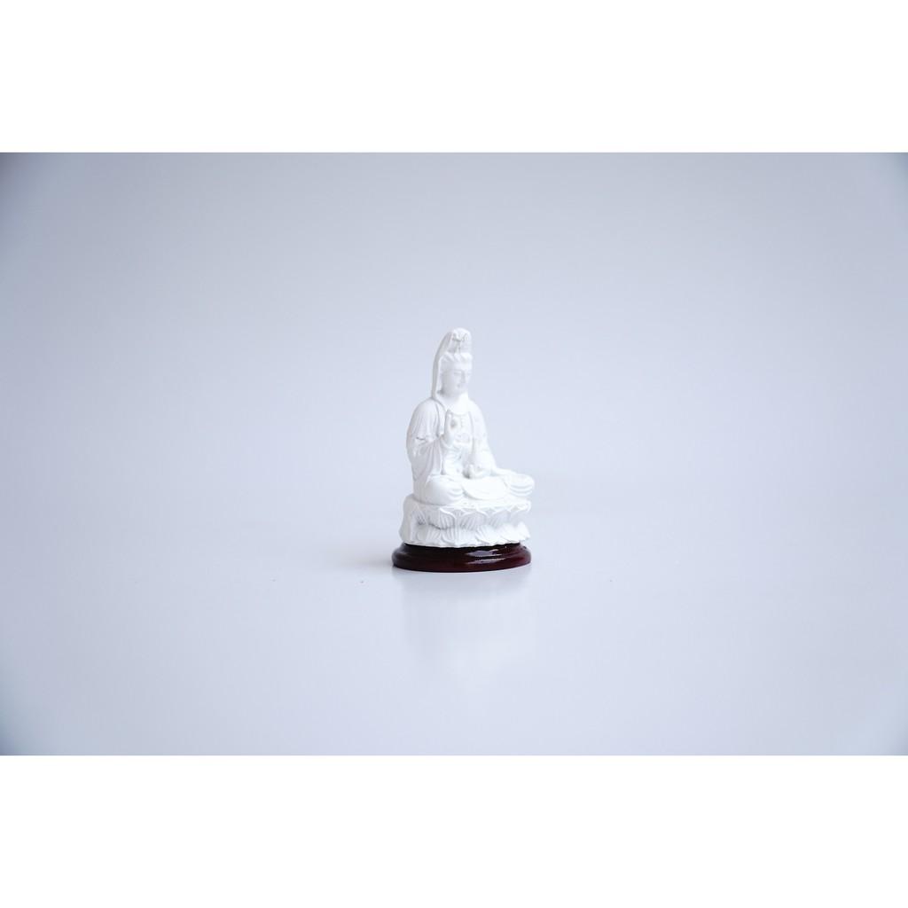 Tượng Phật Bà Quan Thế Âm Bồ Tát ngồi trắng ngà - Cao 6cm