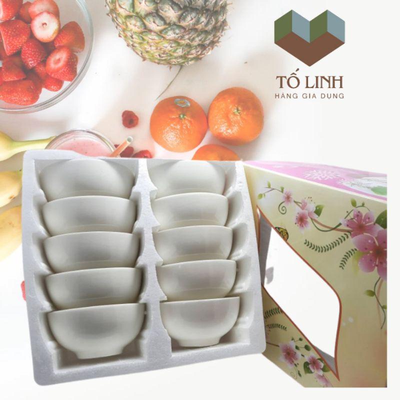 Bộ 10 chén cơm sứ trắng không hiệu 11.5cm,Combo 10 chén cơm sứ trắng