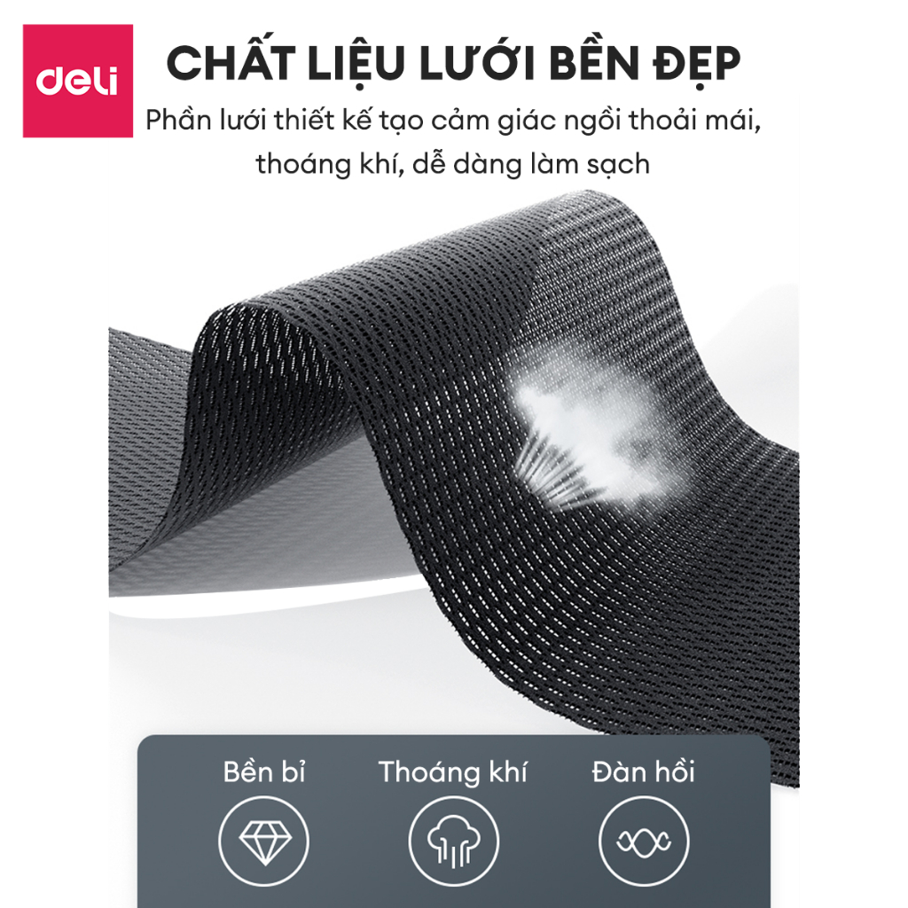 [ ] Ghế Xoay Văn Phòng Công Thái Học Cao Cấp Ngả 125 Độ Có Tùy Chỉnh Tựa Tay, Tựa Cổ Deli  Hỗ Trợ Đốt Sống Cổ Tối Ưu Tư Thế Ngồi - Ghế Giám Đốc Bảo Hành 3 Năm