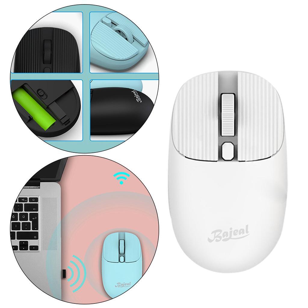 Wireless Mouse w/ USB Receiver Portable 1200DPI Noiseless Click 3 Buttons White