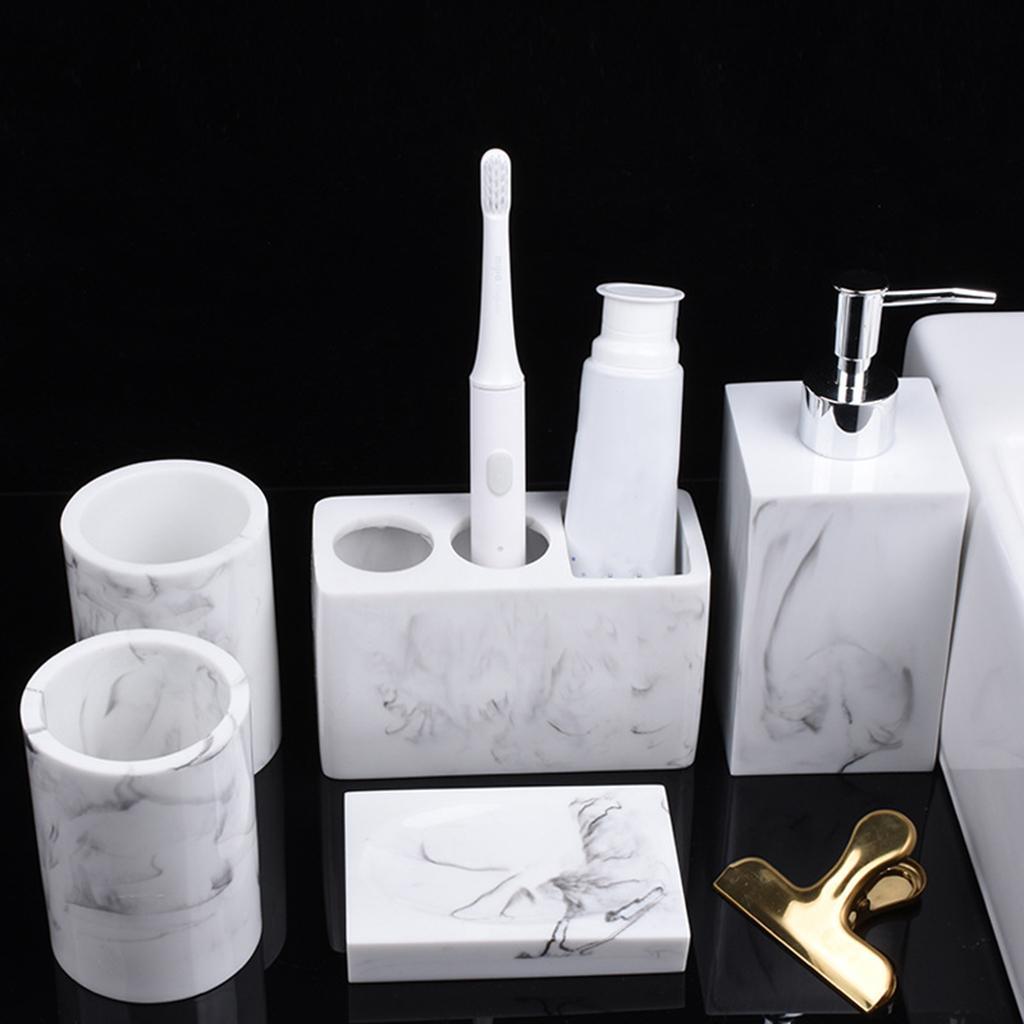 Bath Bathroom Accessories Set 5-pack Toothbrush Holder Lotion Dispenser