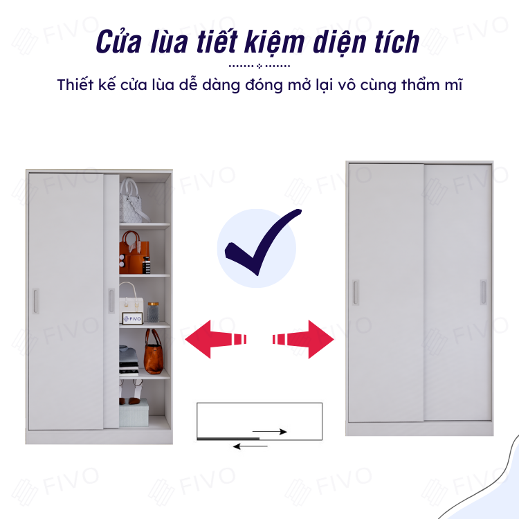 Tủ Đựng Quần Áo Gỗ Cửa Lùa Màu Trắng FIVO FC31 Gỗ Chống Ẩm Dày Dặn, Dễ Dàng Lắp Ráp, Không Gian Rộng Rãi