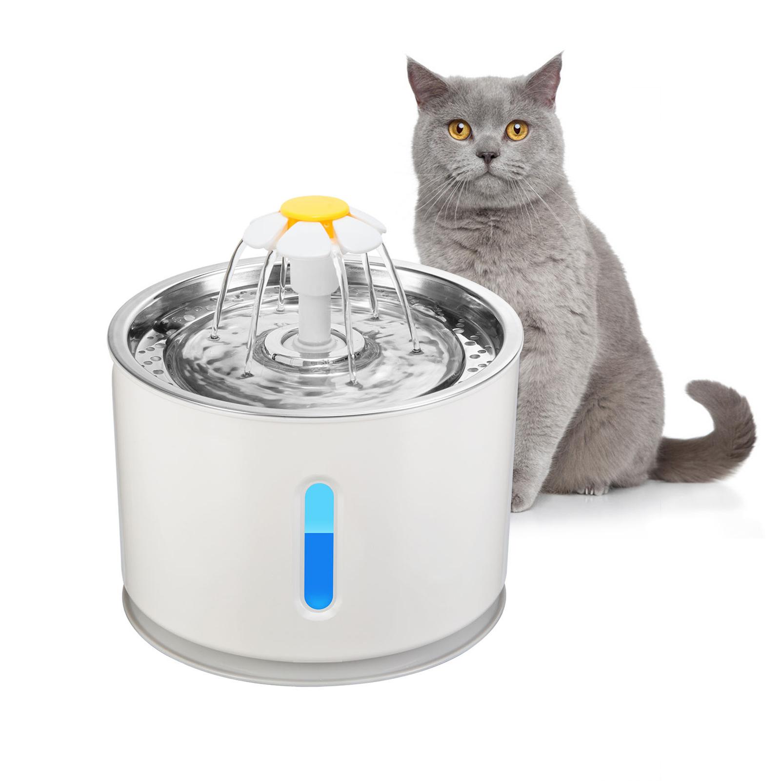 Máy Lọc Nước Bằng Thép Không Gỉ Với Máy Bơm Thông Minh Đèn Led Màu Xanh Ho Chó Mèo Dung Tích 2.4L