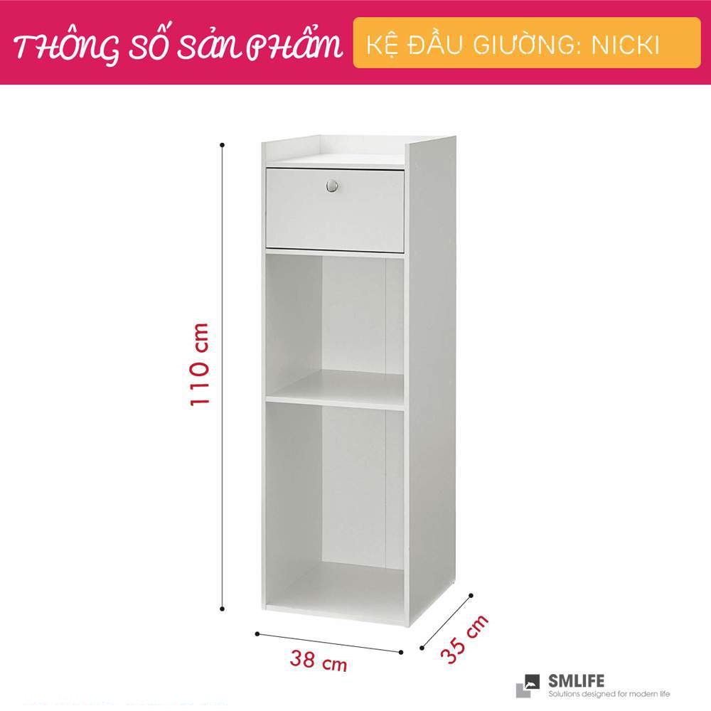 Tủ gỗ đầu giường hiện đại SMLIFE Nicki | Gỗ MDF dày 17mm chống ẩm | D38xR35xC110cm