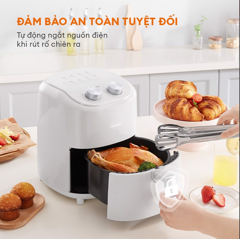 Nồi chiên không dầu 4.5L GAABOR GA-M4A01 công suất 1200W nồi thép không gỉ - Hàng chính hãng - Chỉ giao Hà Nội