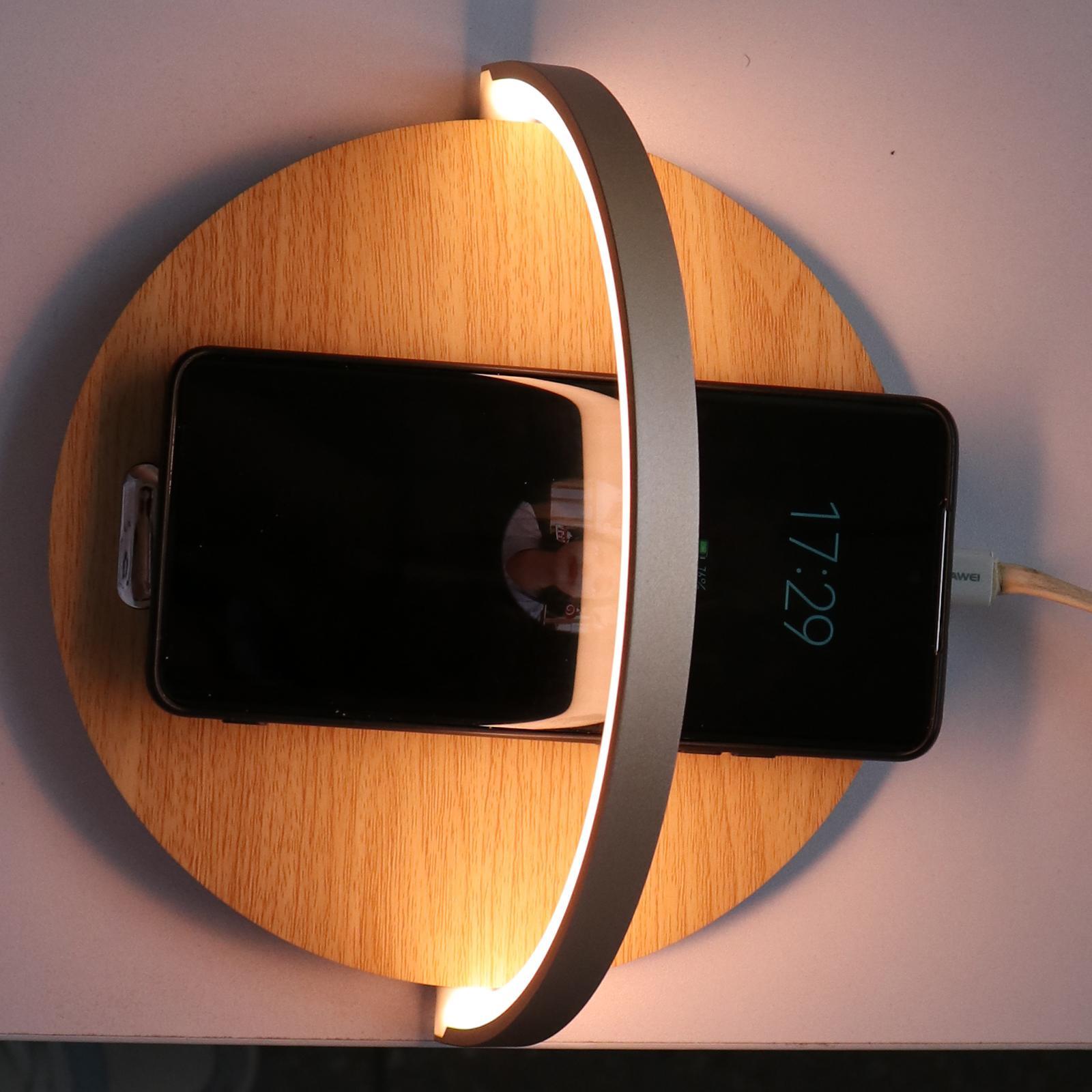 10W Wireless Charger Pad Night Lamp Light wood color