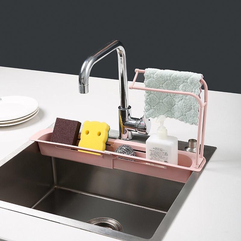 Kệ nhựa gác bồn rửa chén gấp gọn có khăn phơi - Kệ nhựa đa năng để đồ rửa chén dài 40cm gấp gọn gác bồn