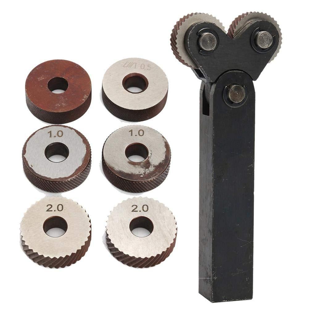 Dụng cụ Knurling -7 miếng Bánh xe đôi Bánh xe Chéo Thép Knurling Dụng cụ Knurl Tuyến tính Bộ