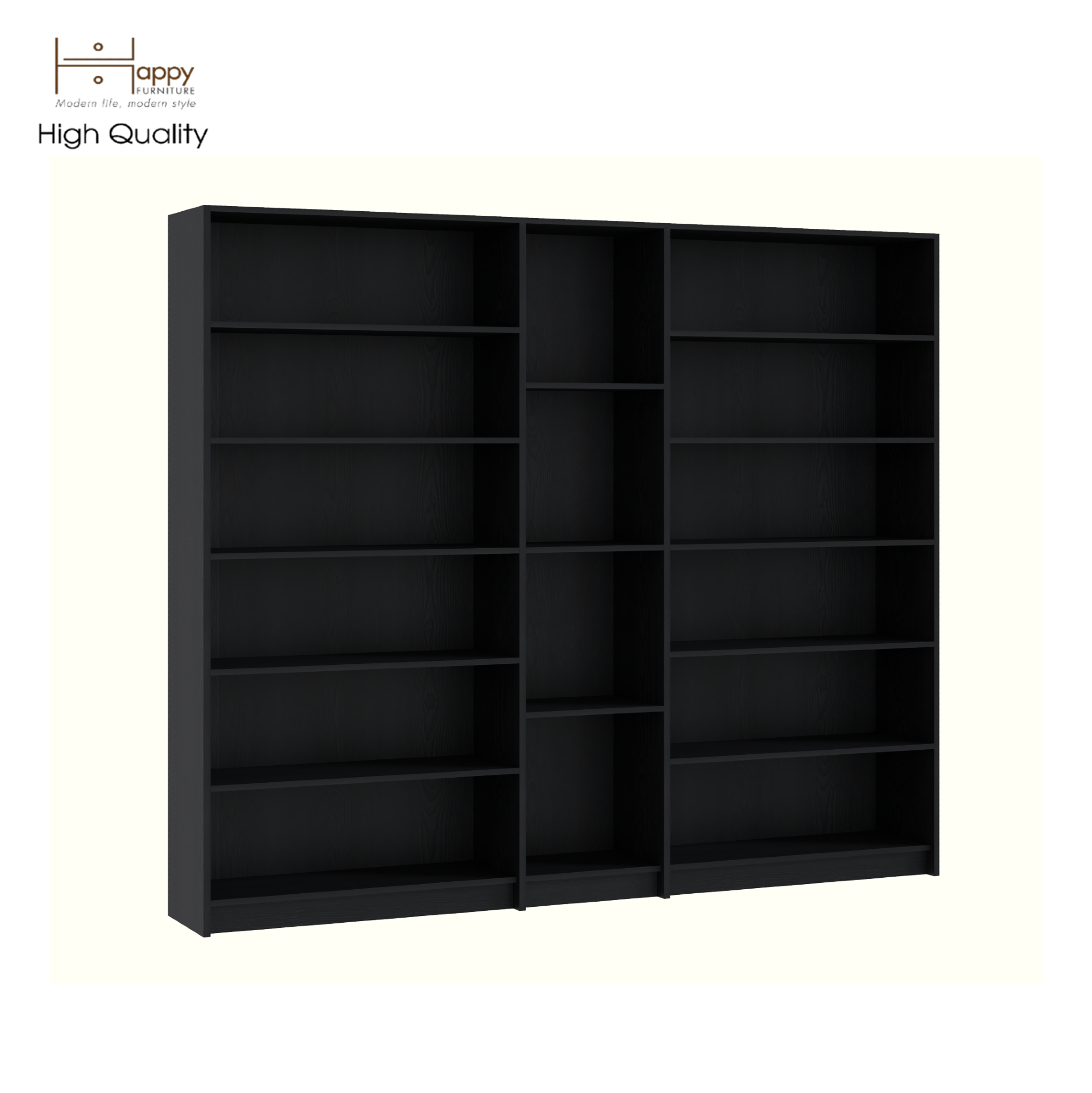 HAPPY FURNITURE , Kệ sách nhiều ngăn - CATY, KSA_081 , 200cm x 30cm x 202cm DxRxC