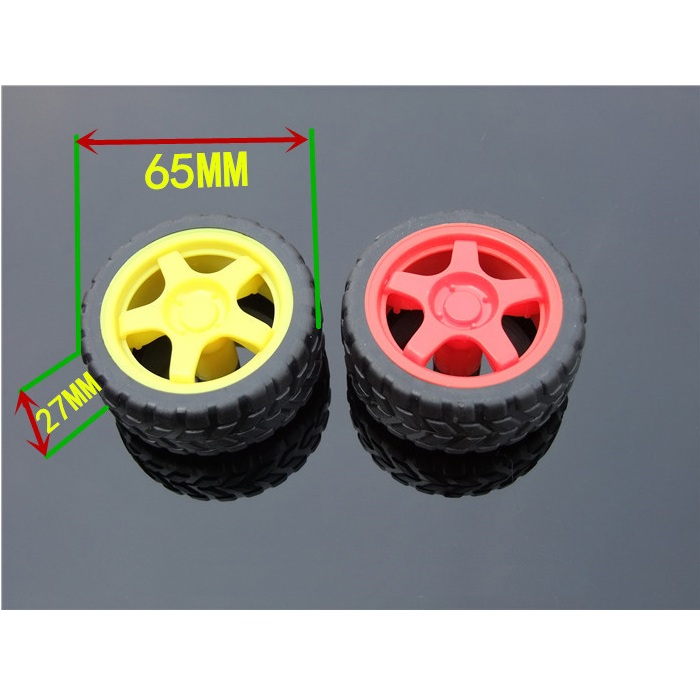 Bánh xe cao su lỗ trục hình chữ nhật tròn đường kính 65mm có thể gắn động cơ giảm tốc