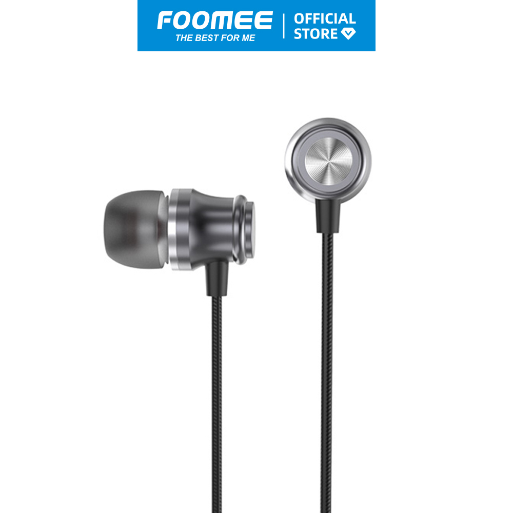 Tai nghe có dây FOOMEE QA46 - Màu Đen - Âm Thanh HiFi Đầu Cắm 3.5mm - Hàng chính hãng