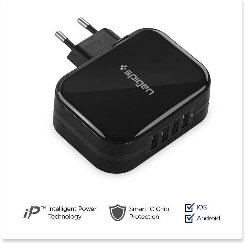 Củ Sạc 4 Cổng Spigen Essential F401 4-Port USB Wall Charger - Hàng Chính Hãng