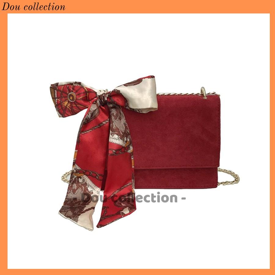 Túi Xách Nữ Bề Mặt Nhung Mịn Đính Nơ Turban Sang Trọng - Mã XT043