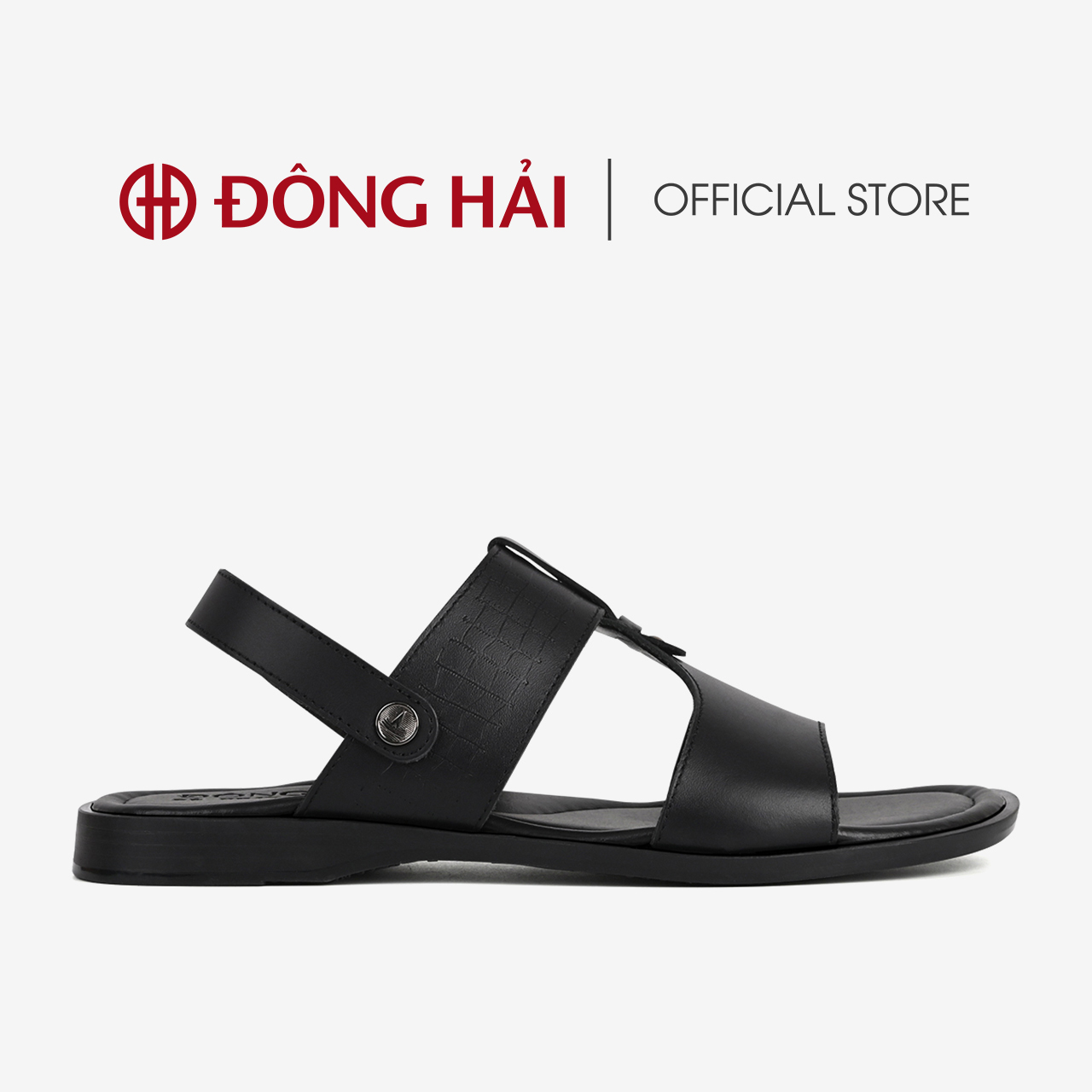Sandal nam Đông Hải chất liệu da bò cao cấp quai ngang chữ T đế cao su đúc 3cm chắc chắn - S3212
