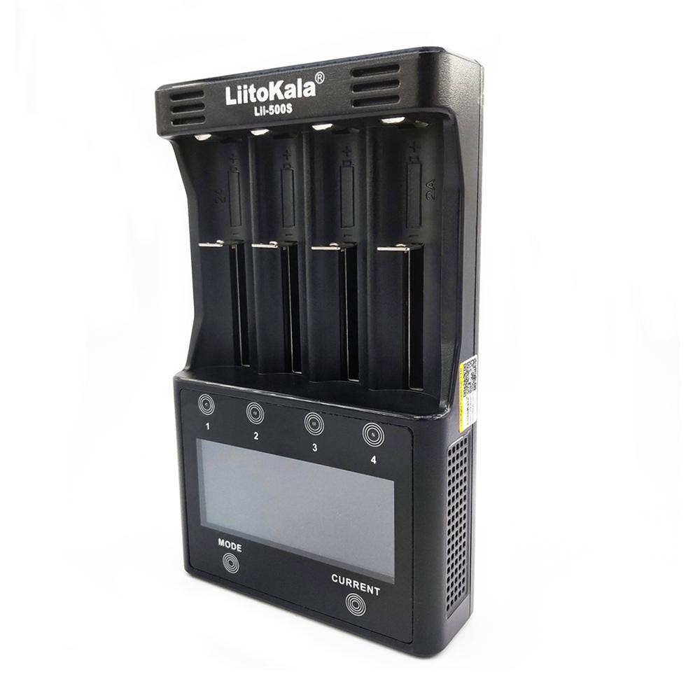 Bộ sạc pin LiitoKala Lii-500S 18650 4 khe Màn hình LCD cảm ứng cho Pin AA AAA Lithium / NiMH 26650