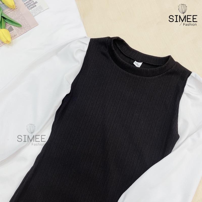 Váy len body tay phối sơ mi cao cấp Simee