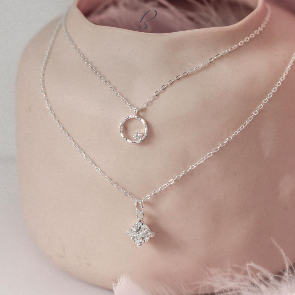 Vòng cổ bạc Bling it tròn đính hột BIVC187