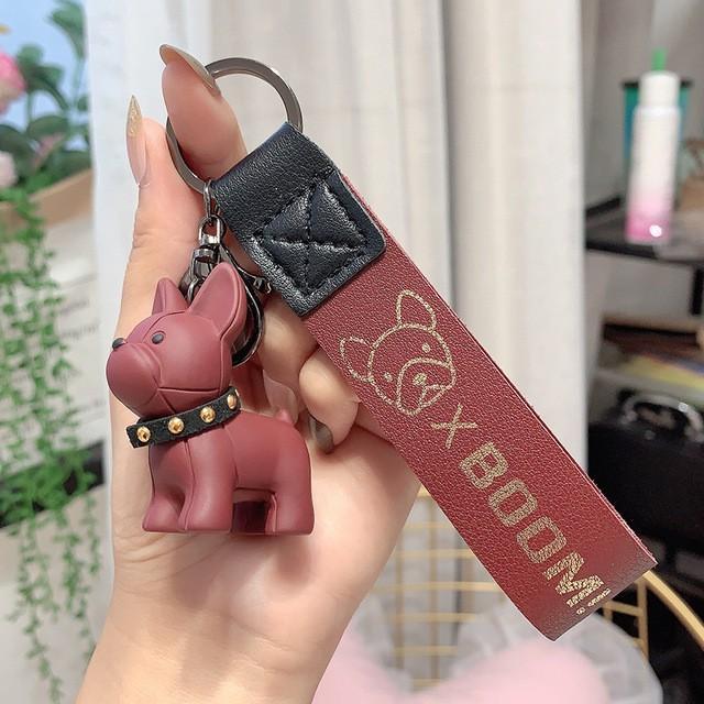 Móc khóa hình chó bulldog dễ thương, móc chìa khoá keychain cún dog nhiều màu