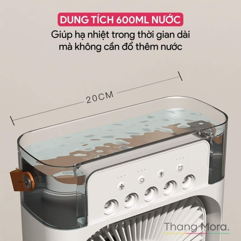 Quạt điều hoà hơi nước mini cool fan, quạt hơi nước làm mát phun sương để bàn 3 chế độ gió, dung tích bình lớn tích hợp đèn led, quạt phun sương mini để bàn - Hàng chính hãng