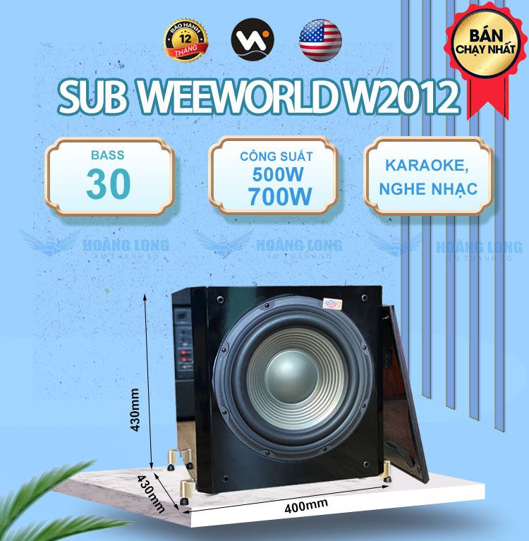 Loa sub điện 2012 Plus  + Bass 30 - Hàng chính hãng Weeworld