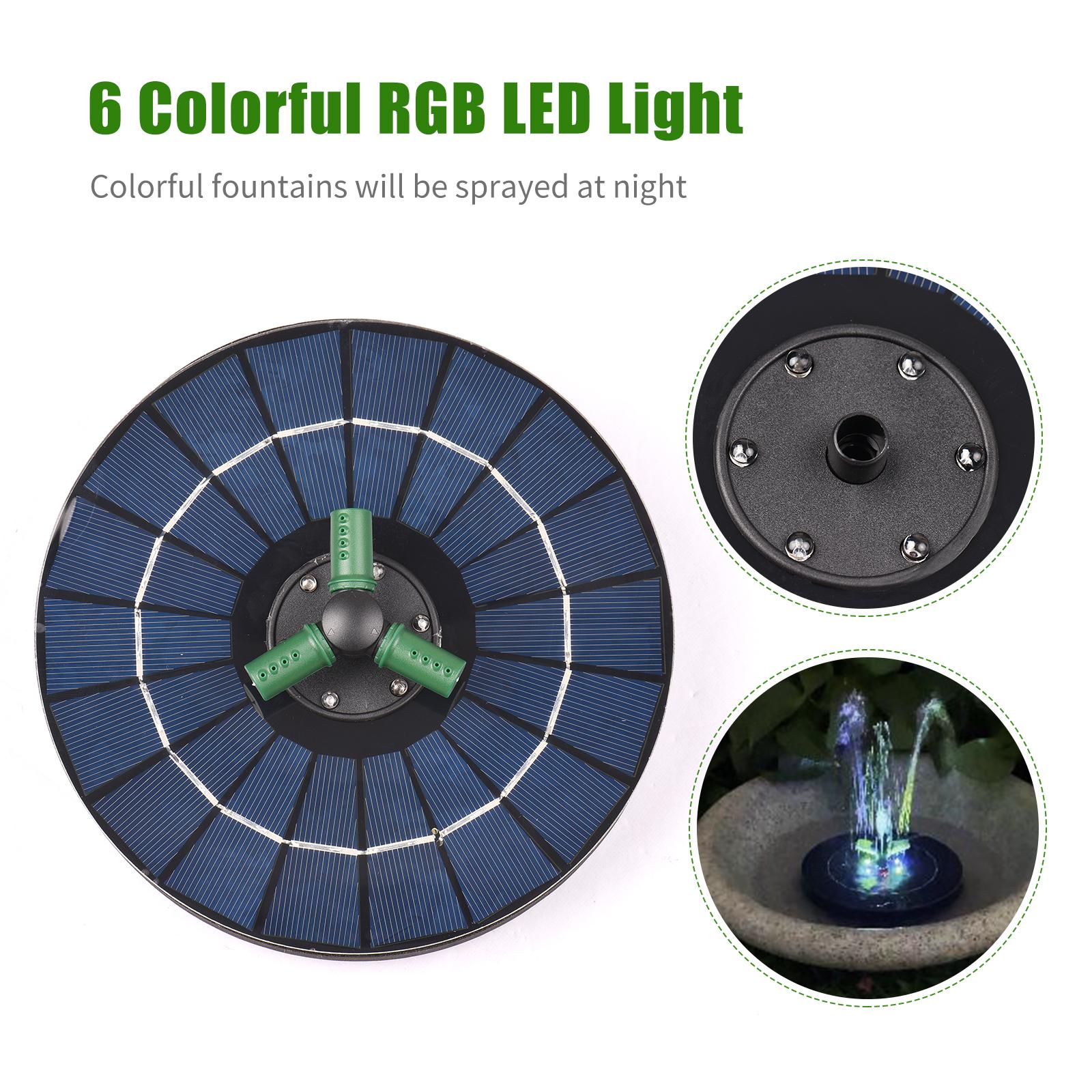 Máy Bơm Nước Năng Lượng Mặt Trời Rgb Led Có Pin Tự Động Tắt Đầy Màu Sắc 4W Với Vòi Xoay 360°