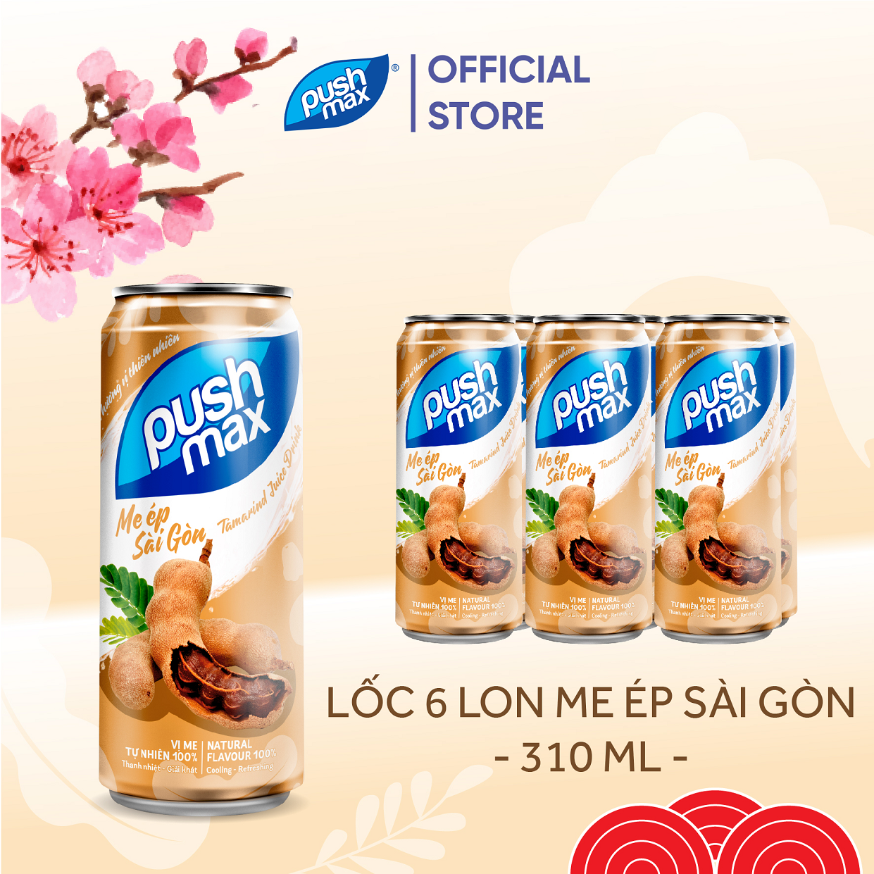 Lốc 6 Lon Nước Trái Cây Me Ép Sài Gòn Pushmax