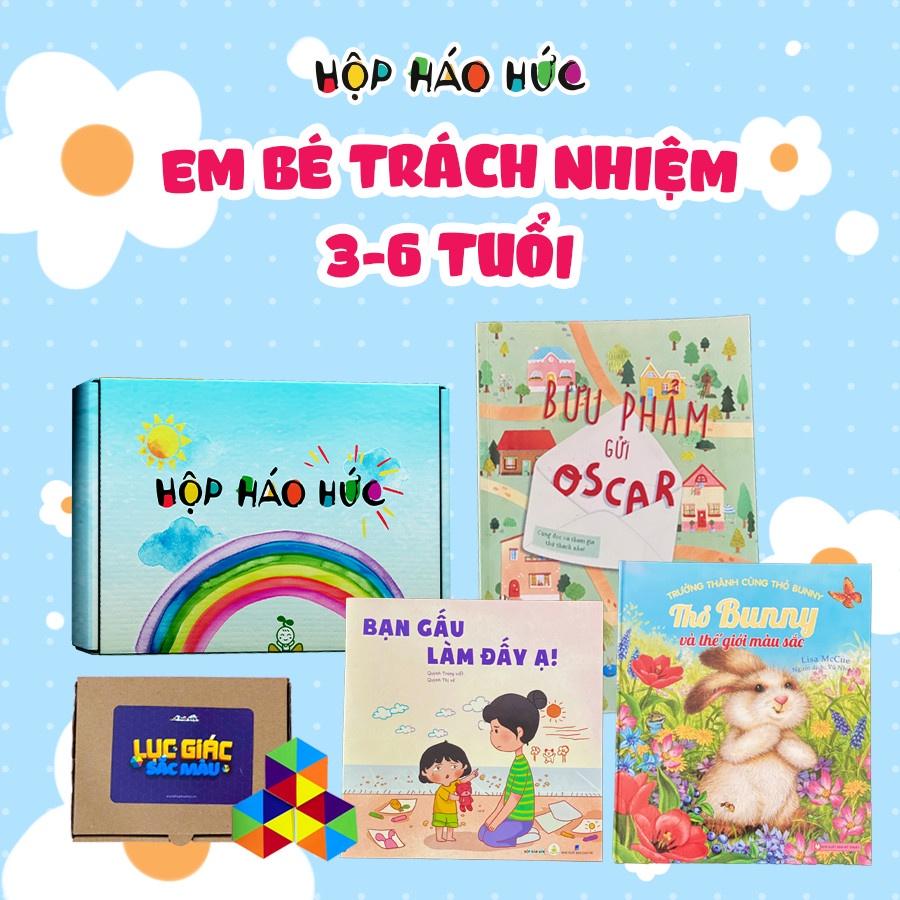 Hộp Háo Hức EM BÉ TRÁCH NHIỆM 3-6 tuổi gồm Đồ chơi thông minh Lục giác sắc màu và Bộ 3 sách cho bé