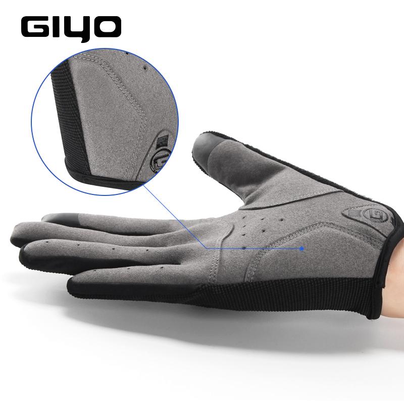 GIYO Mùa Đông Thể Thao Găng Tay Xe Đạp Câu Cá Tập Gym Xe Đạp Găng Tay MTB Full Ngón Găng Tay Xe Đạp Cho Xe Đạp Nam Nữ guantes ciclismo Color: Black Size: XXL