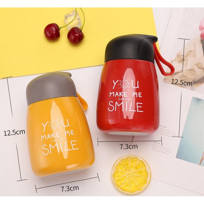 Bình giữ nhiệt mini hình giọt nước cao cấp in chữ You make Me smile 250ml