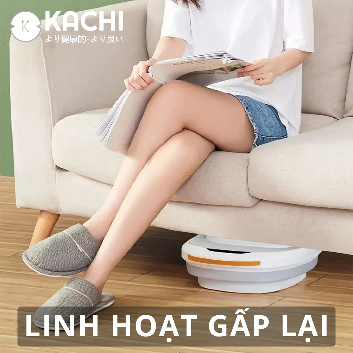 Bồn ngâm chân hồng ngoại massage xếp gọn Kachi MK344 - Hàng chính hãng