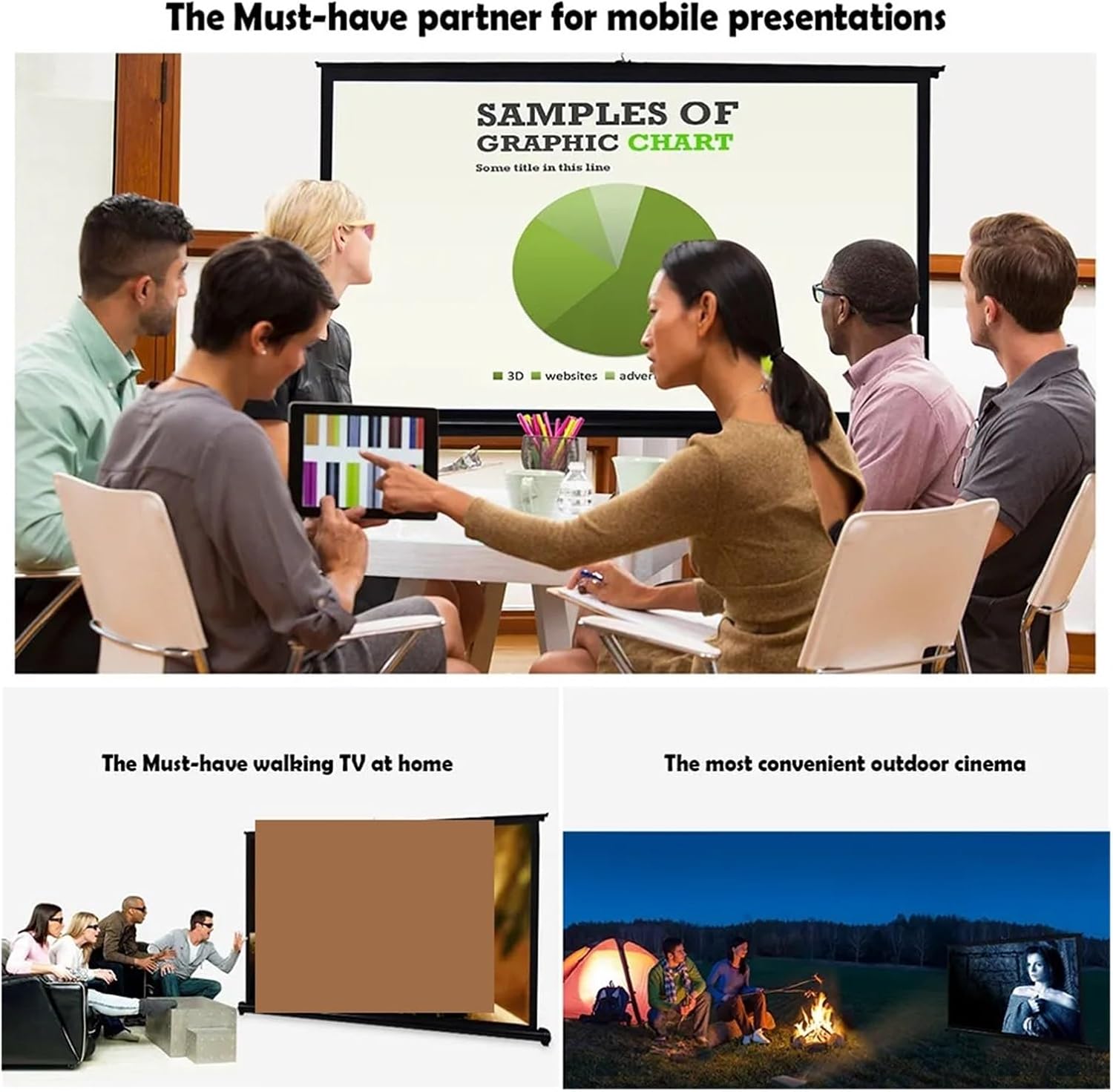 Màn chiếu để bàn Apollo nhỏ gọn 40 inch, 50 inch, chuyên dành cho máy chiếu mini, gọn nhẹ, di động - Hàng nhập khẩu