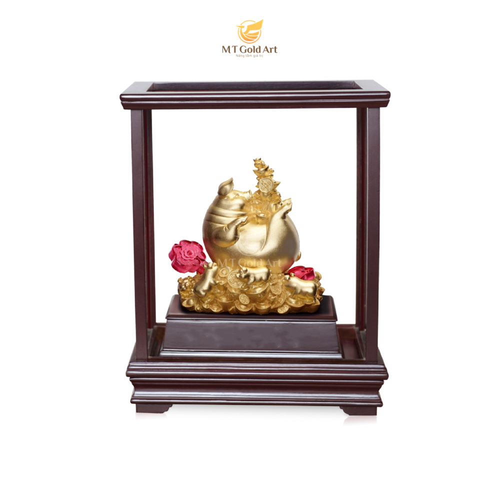 Tượng heo tài lộc dát vàng 24K MT Gold Art- Hàng chính hãng, trang trí nhà cửa, phòng làm việc, quà tặng sếp, đối tác, khách hàng, tân gia, khai trương