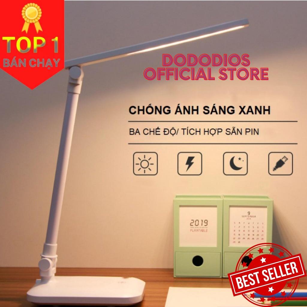 Đèn bàn học đọc sách, làm việc LED chống cận 3 chế độ, cảm ứng tích điện gập 2 chỗ dododios